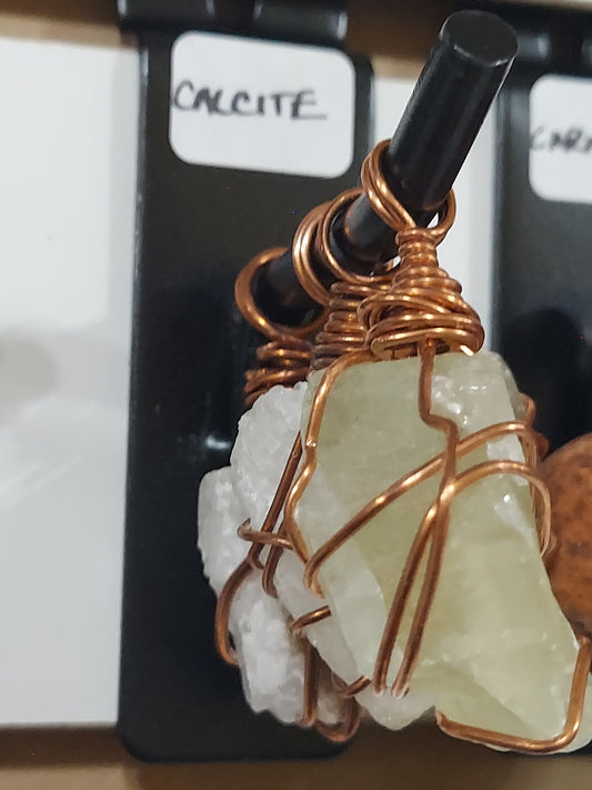 Raw Calcite Pendant on Necklace Rope