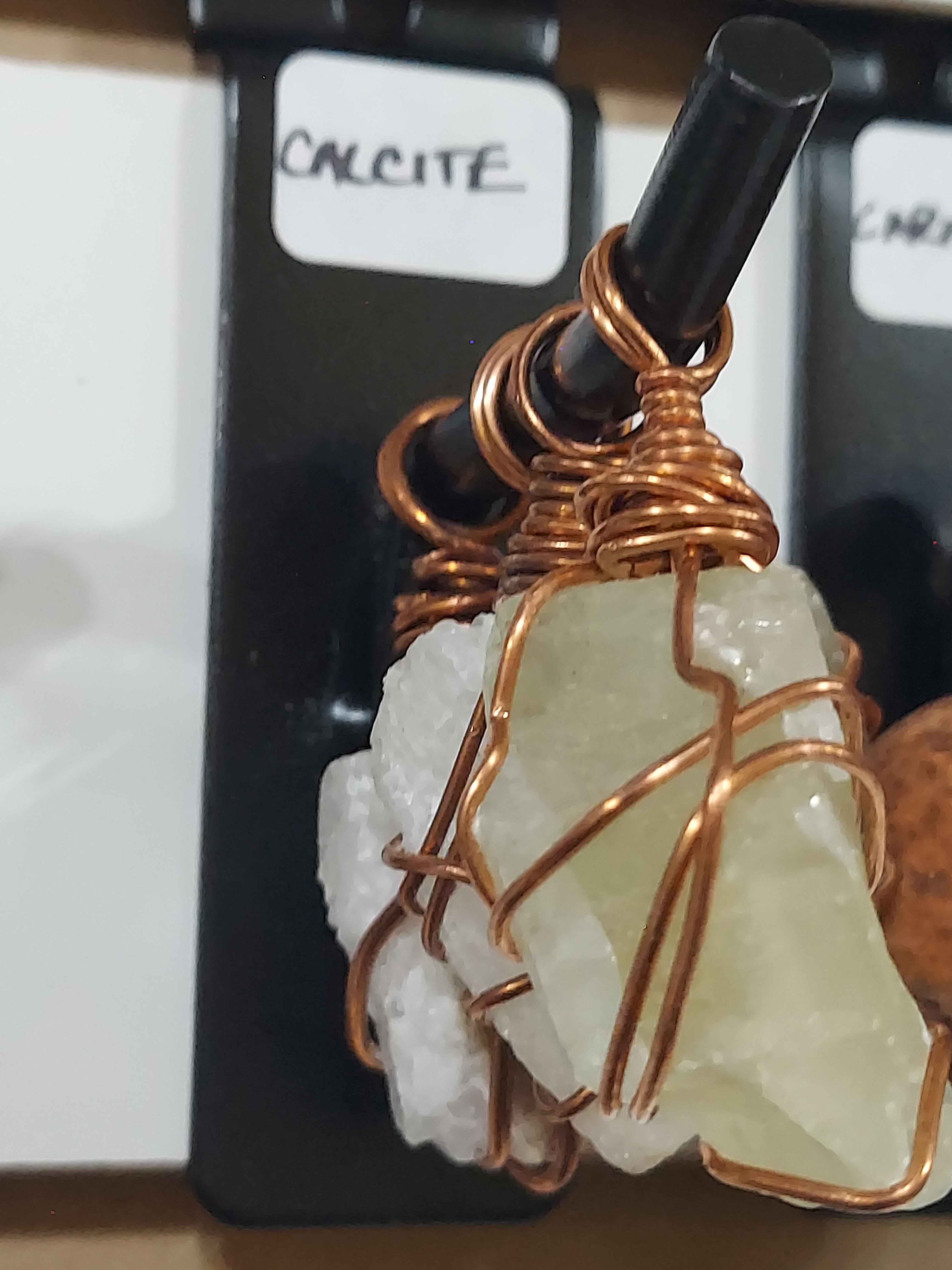 Raw Calcite Pendant on Necklace Rope