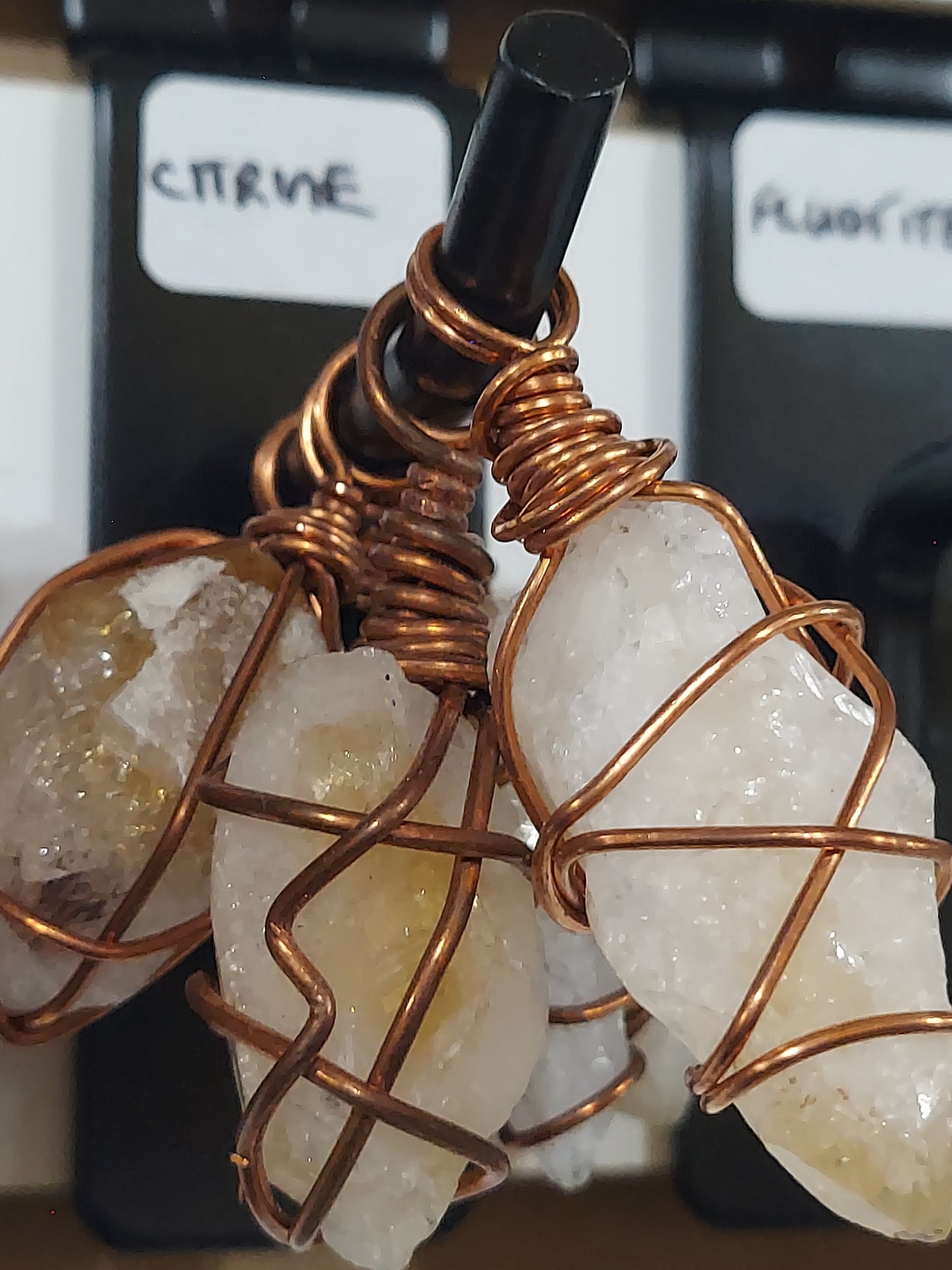 Raw Citrine Pendant on Necklace Rope