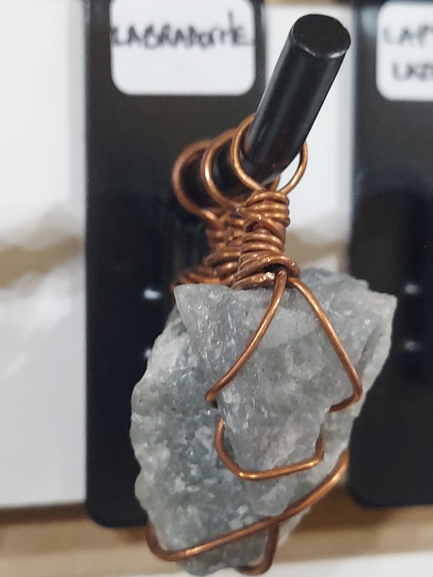 Raw Labradorite Pendant on Necklace Rope
