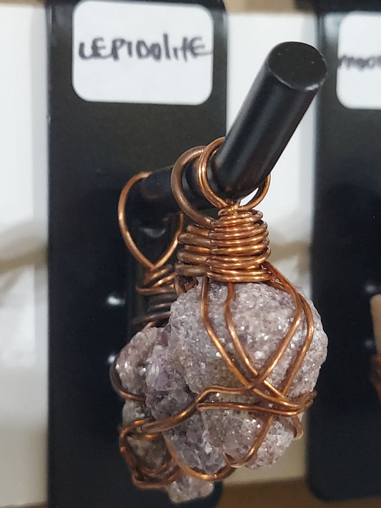 Raw Lepidolite Pendant on Necklace Rope