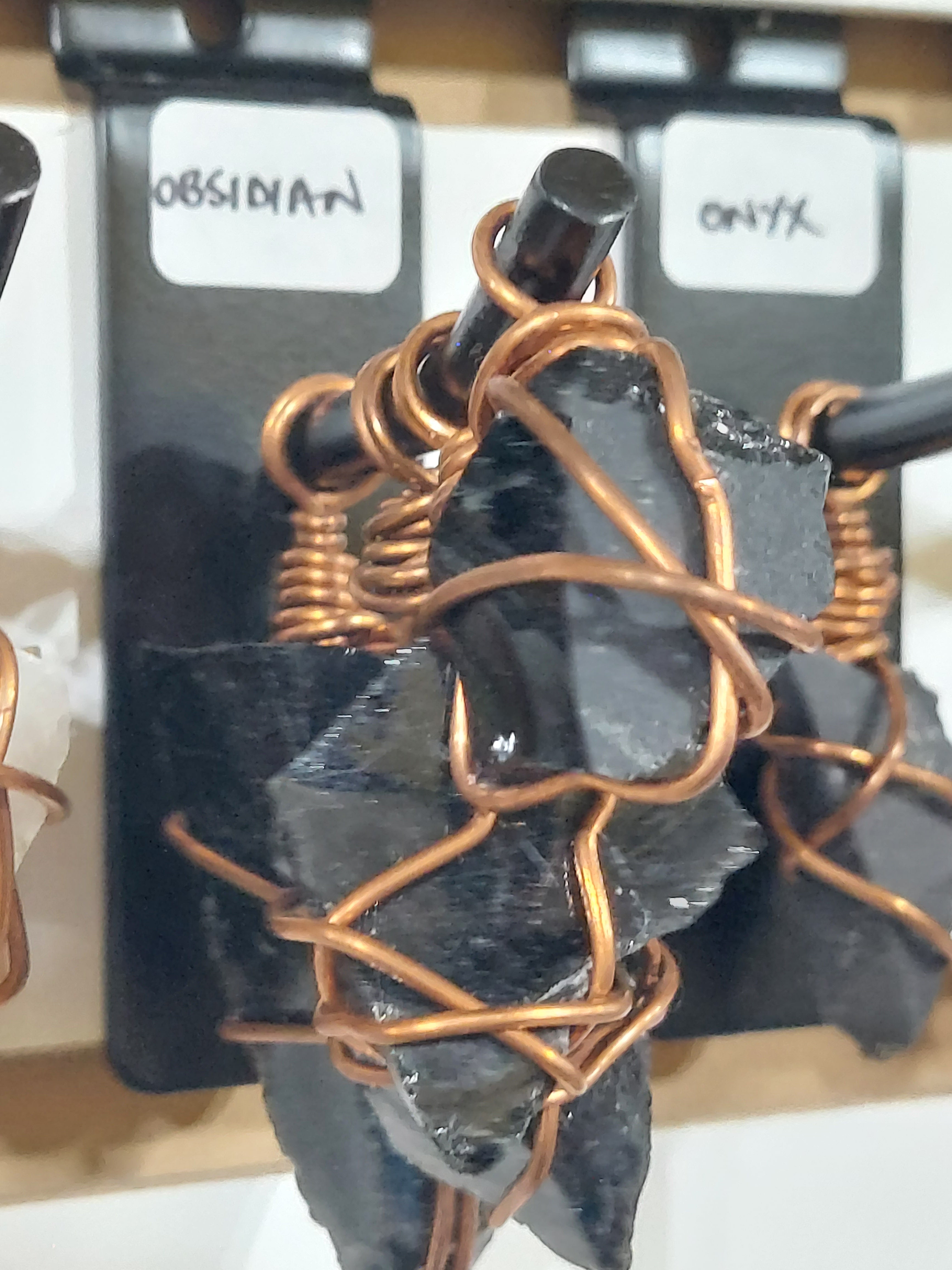 Raw Obsidian Lava Pendant on Necklace Rope