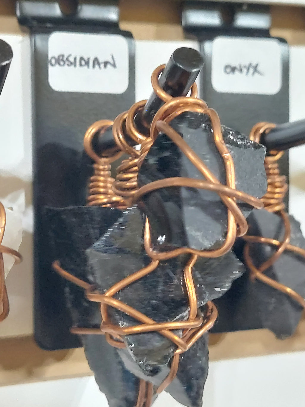 Raw Obsidian Lava Pendant on Necklace Rope