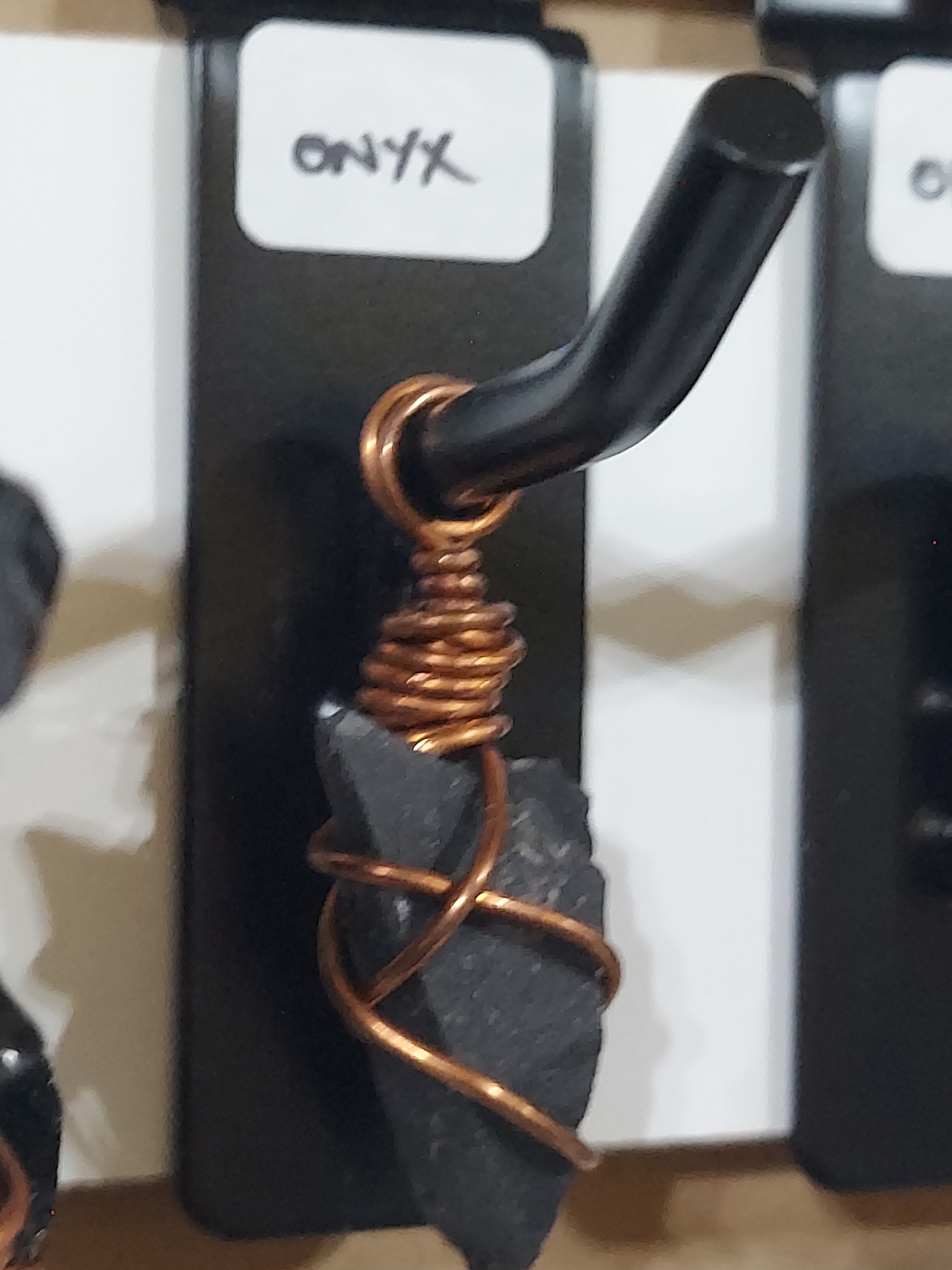 Raw Onyx Pendant on Necklace Rope