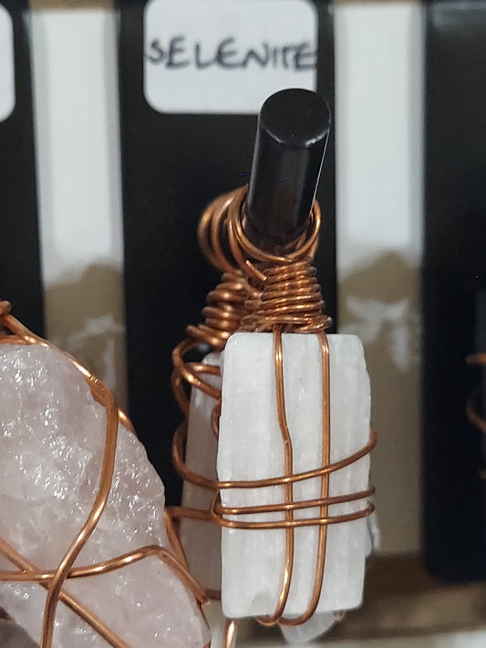 Raw Selenite Crystal Pendant on Necklace Rope