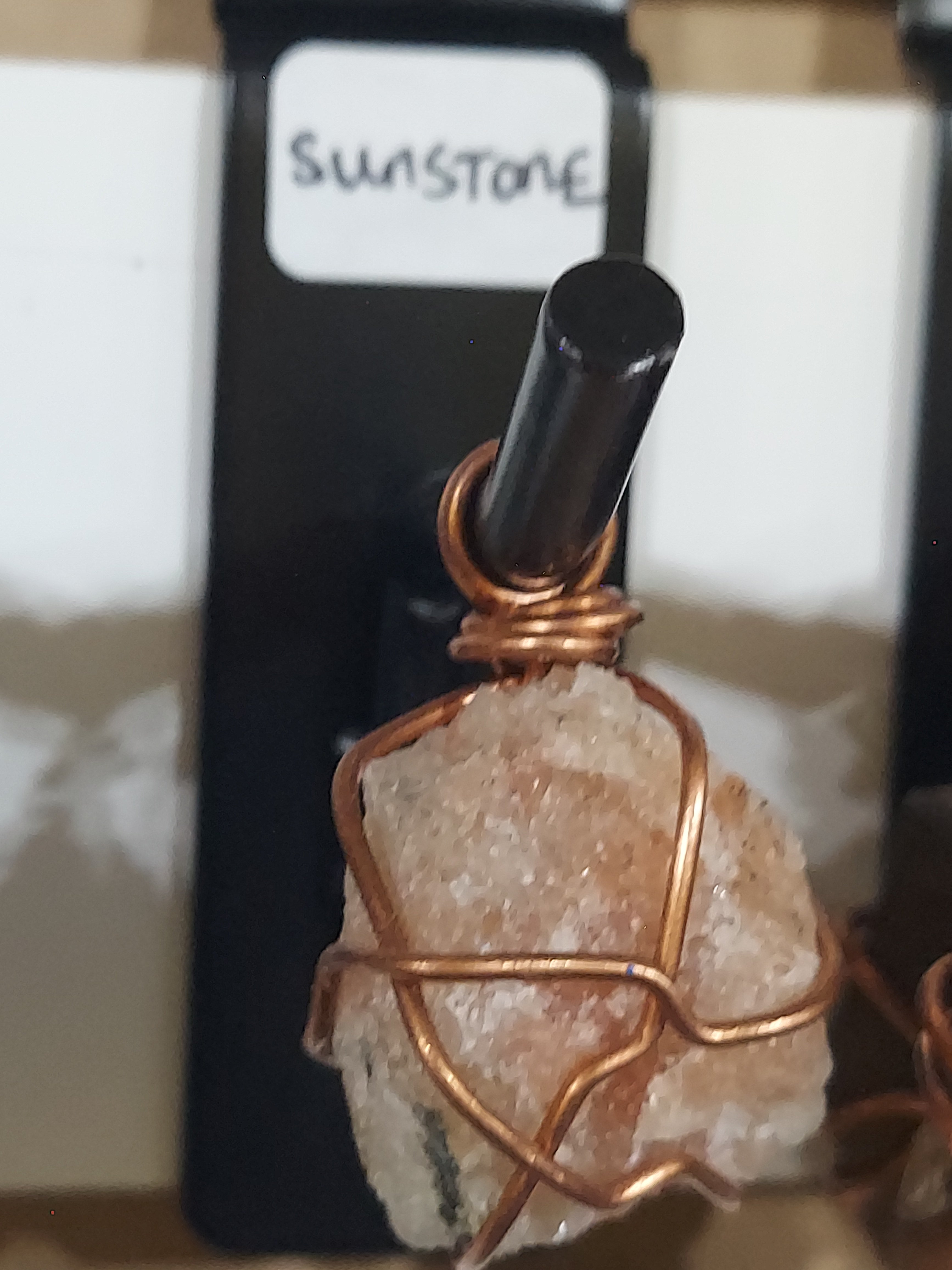 Raw Sunstone Crystal Pendant on Necklace Rope