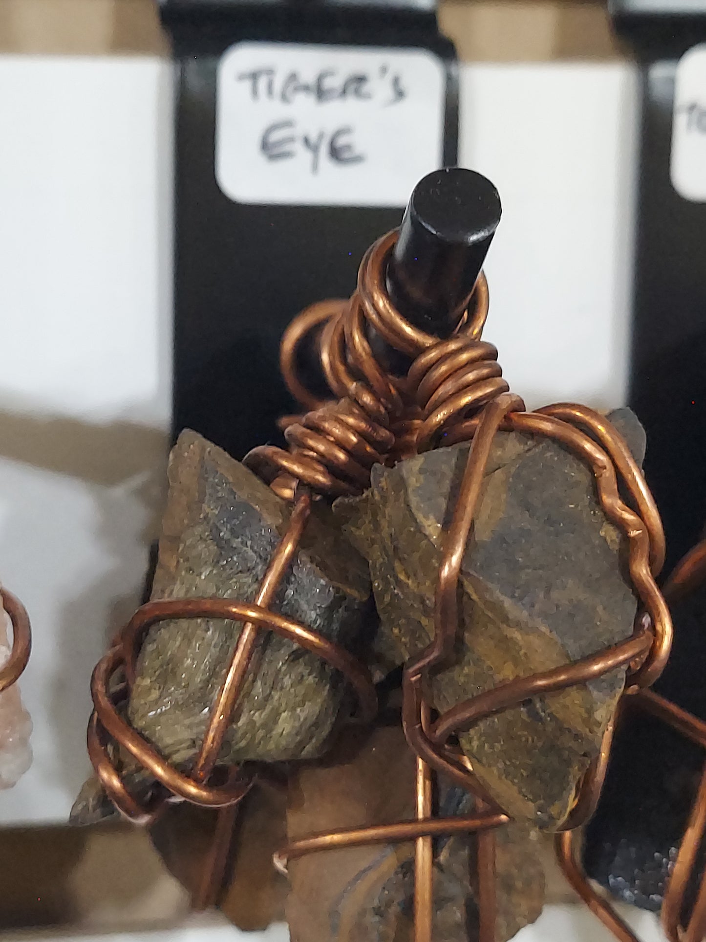 Raw Tiger's Eye Stone Pendant on Necklace Rope