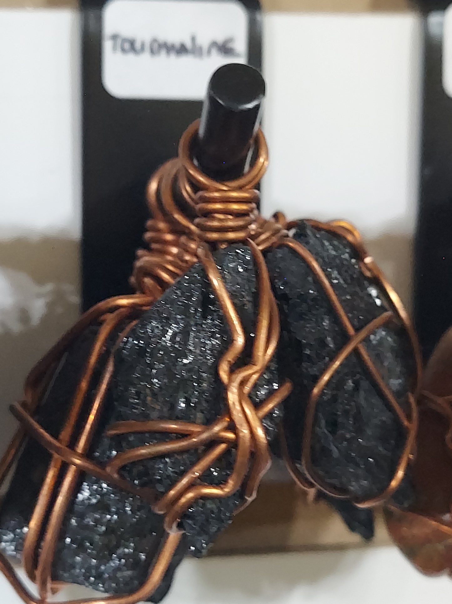 Black Tourmaline Stone Pendant on Necklace Rope