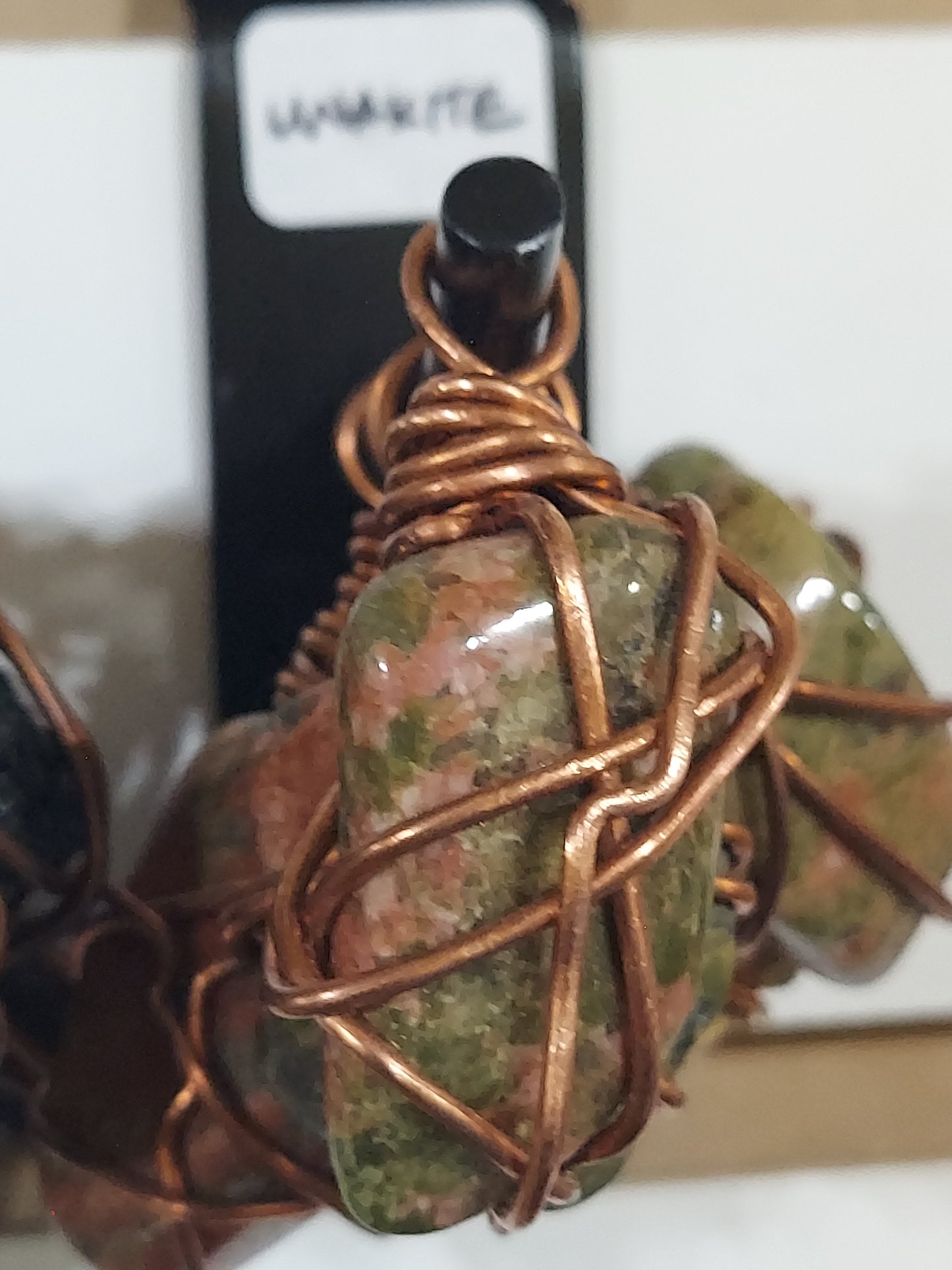 Unakite Stone Pendant on Necklace Rope
