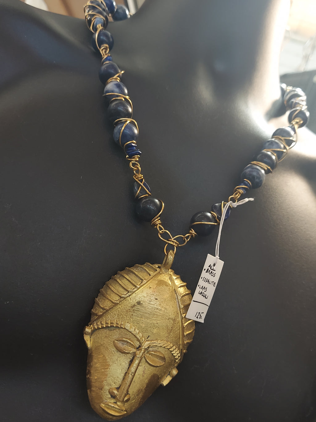 Brass African Mask on Brass Gem Links