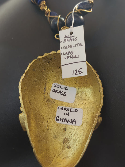 Brass African Mask on Brass Gem Links