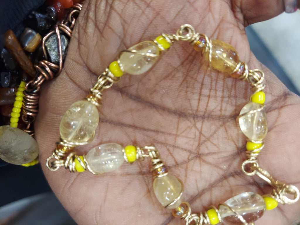 Osun / Oshun Brass Links Citrine Bracelet NO CHARMS