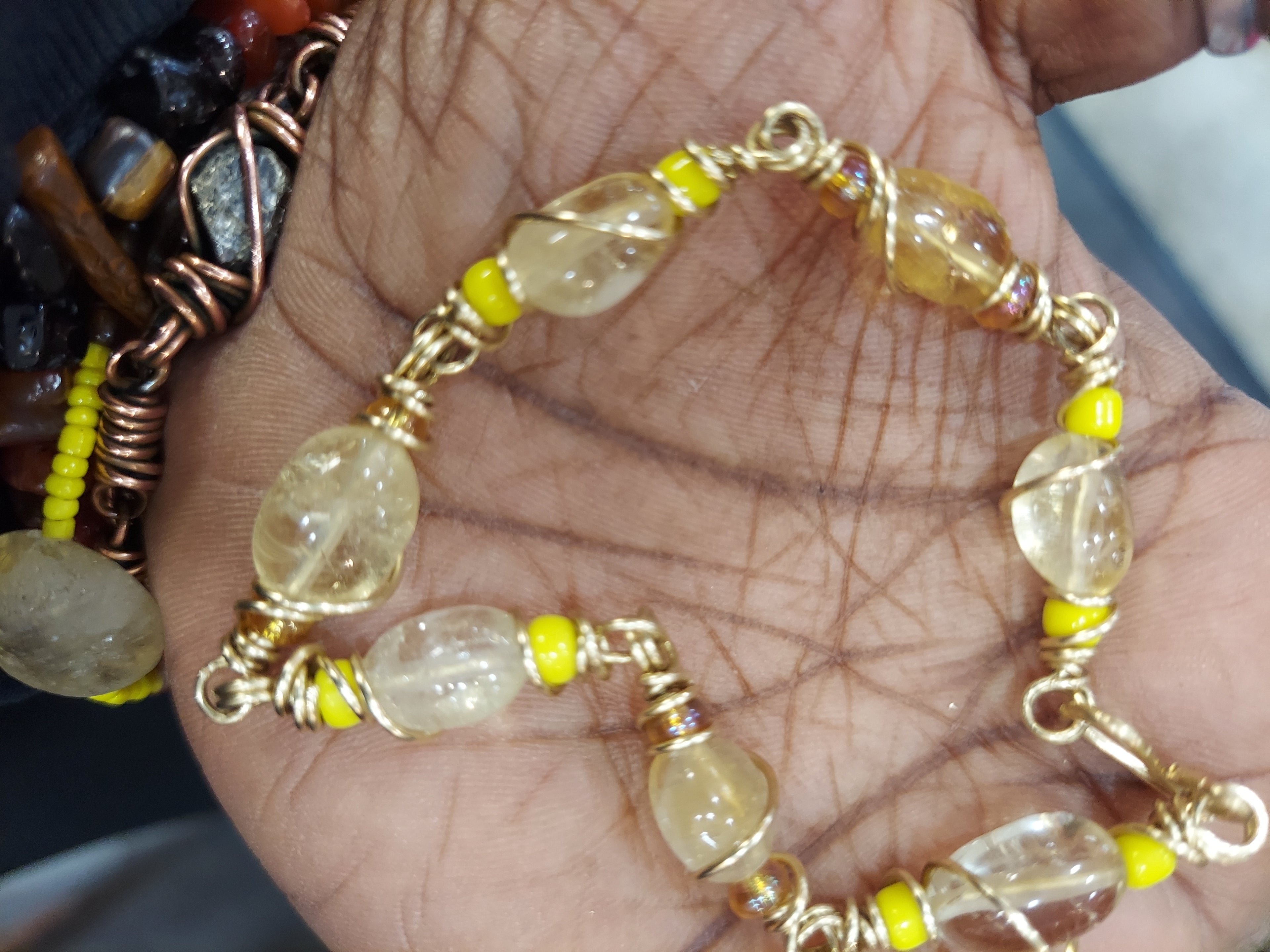 Osun / Oshun Brass Links Citrine Bracelet NO CHARMS