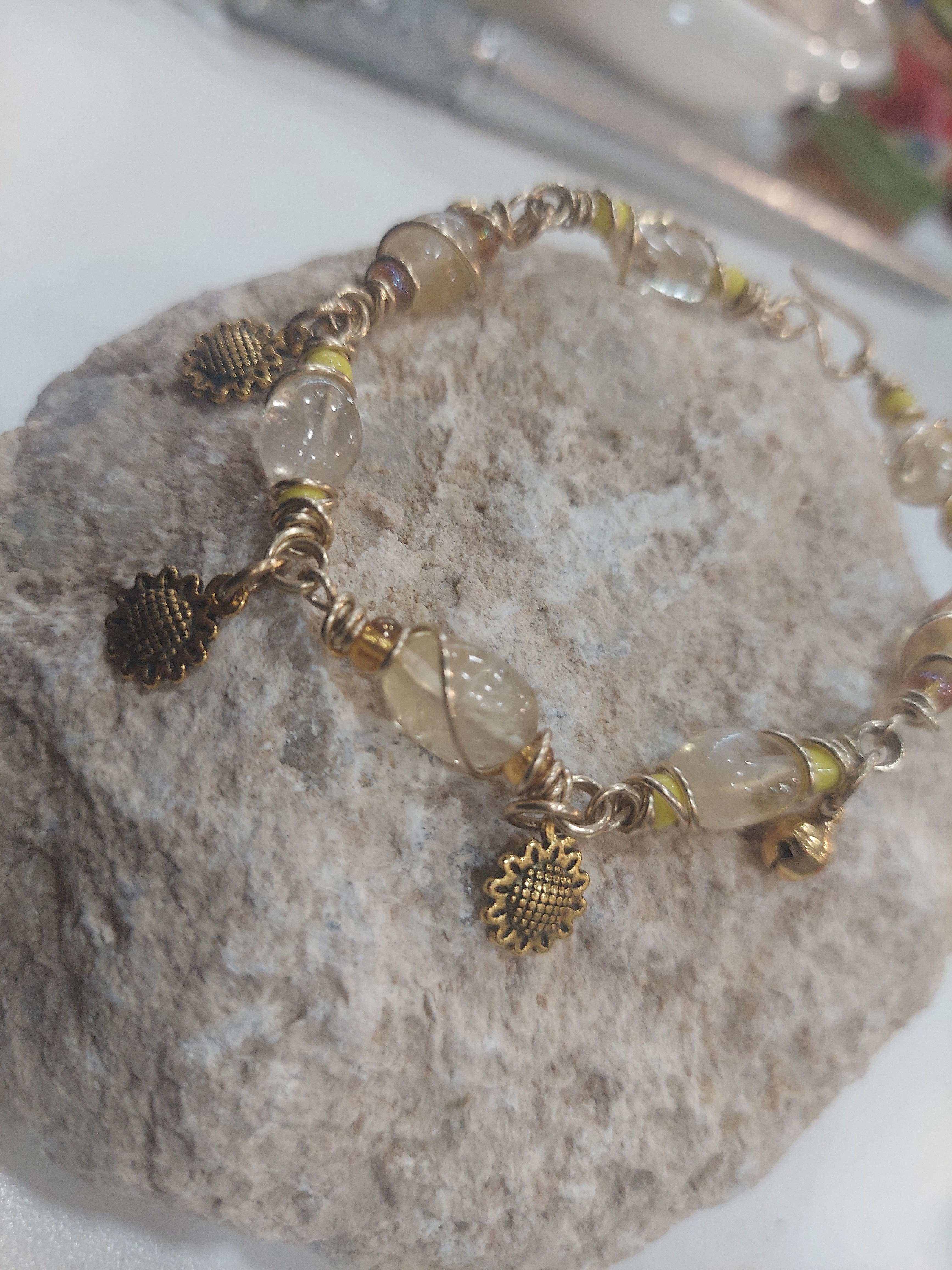 Osun / Oshun Brass Links Bracelet WITH CHARMS