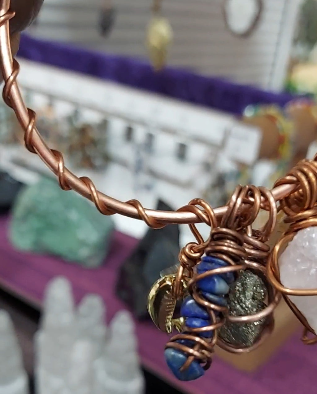 Chunky Charms Copper Bangle Bracelet