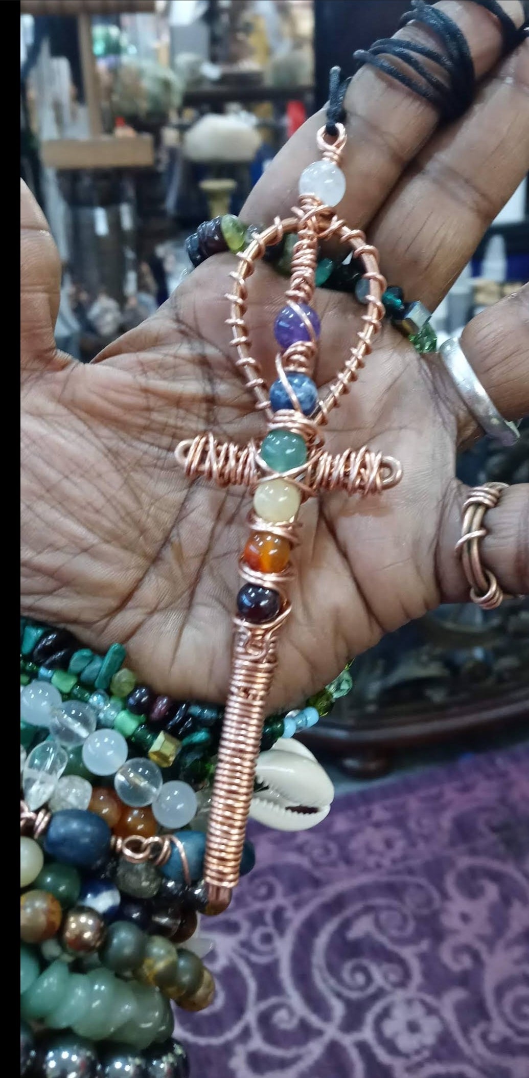 4.5 inch Solid Copper Chakra Ankh Necklace